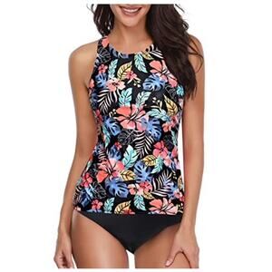 HOLIPICK - TUMMY CONTROL DEEP SCOOP BACK TANKINI 2-PIECE SWIMSUIT